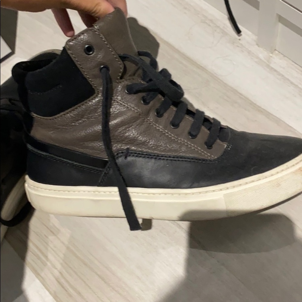 VINCE hightop leather sneakers black/brown size 7